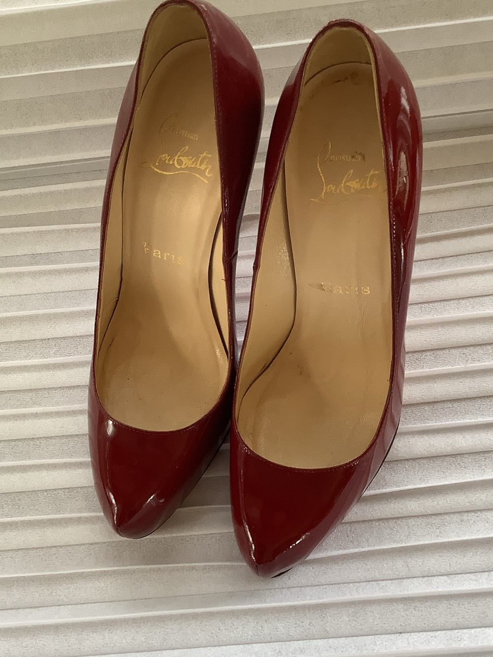 Christian Louboutin Burgundy Patent Pointed-Toe Pumps
